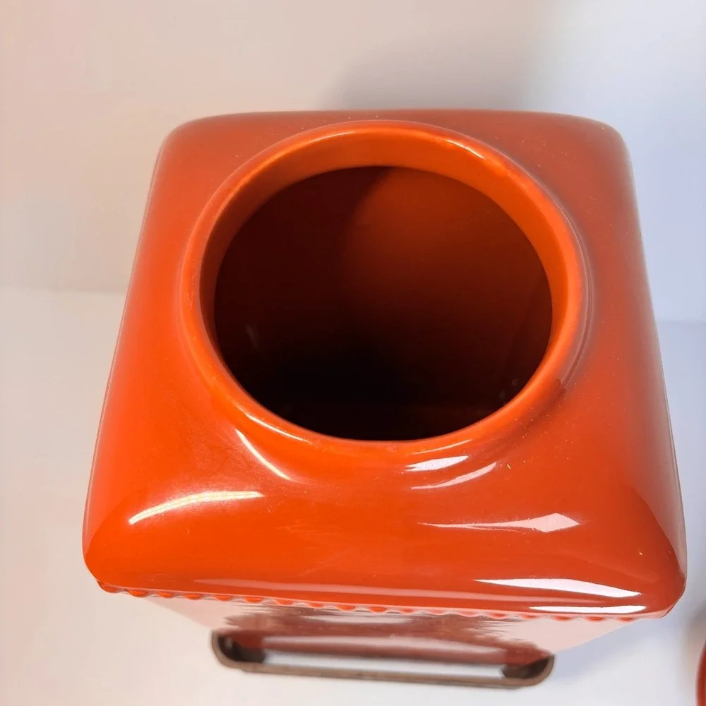3 Piece Canister GG Collection Tuscan Red Scroll Metal Bases European Charm